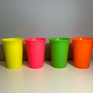 Neon Tupperware cups